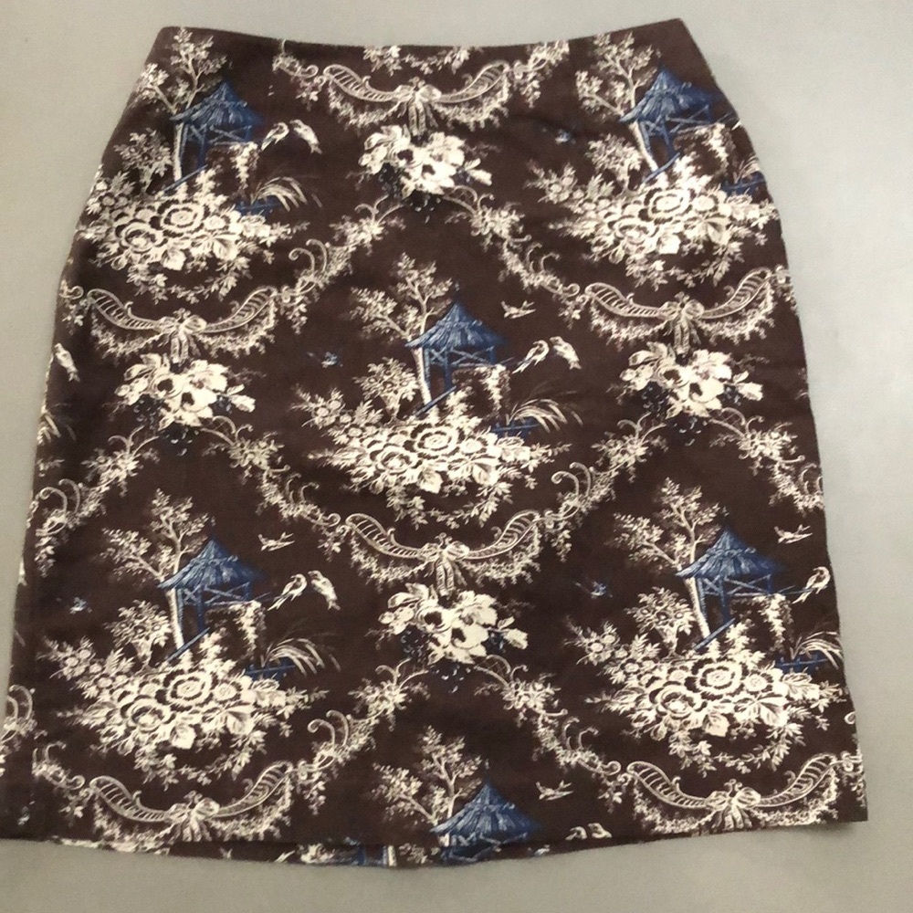 Talbots Petites  Asian Print Cotton Skirt 6P